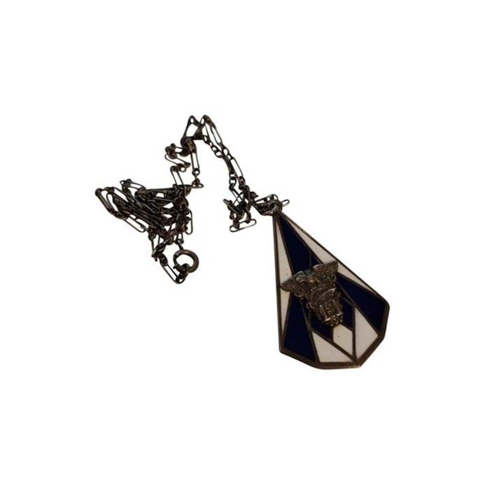 Vintage 1931 U.S. Naval Academy Sterling Pendant – Battleship Enamel Necklace